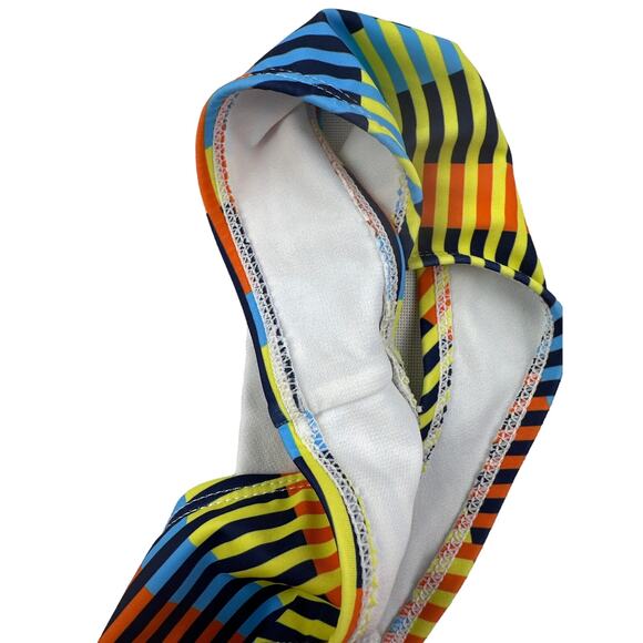 Unknown Brand - Underwired Striped Top & Hi Leg Bikini in Blue Yellow & Orange - Picture 2 of 3